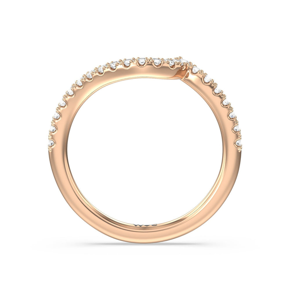 Spiral Hidden Halo Diamond Wedding Band with 18KT Rose Gold Cut Diamond in 14KT Rose Gold view 2
