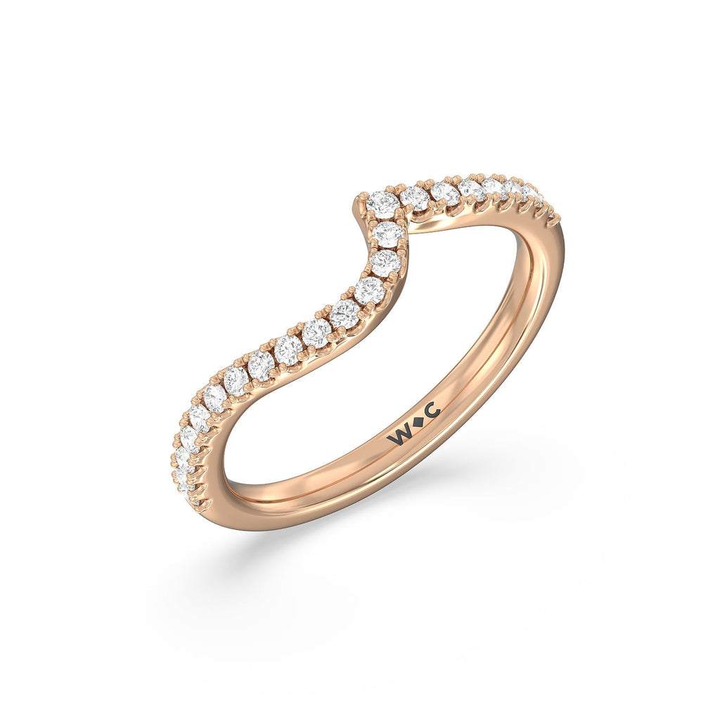 Spiral Hidden Halo Diamond Wedding Band with 18KT Rose Gold Cut Diamond in 14KT Rose Gold view 4
