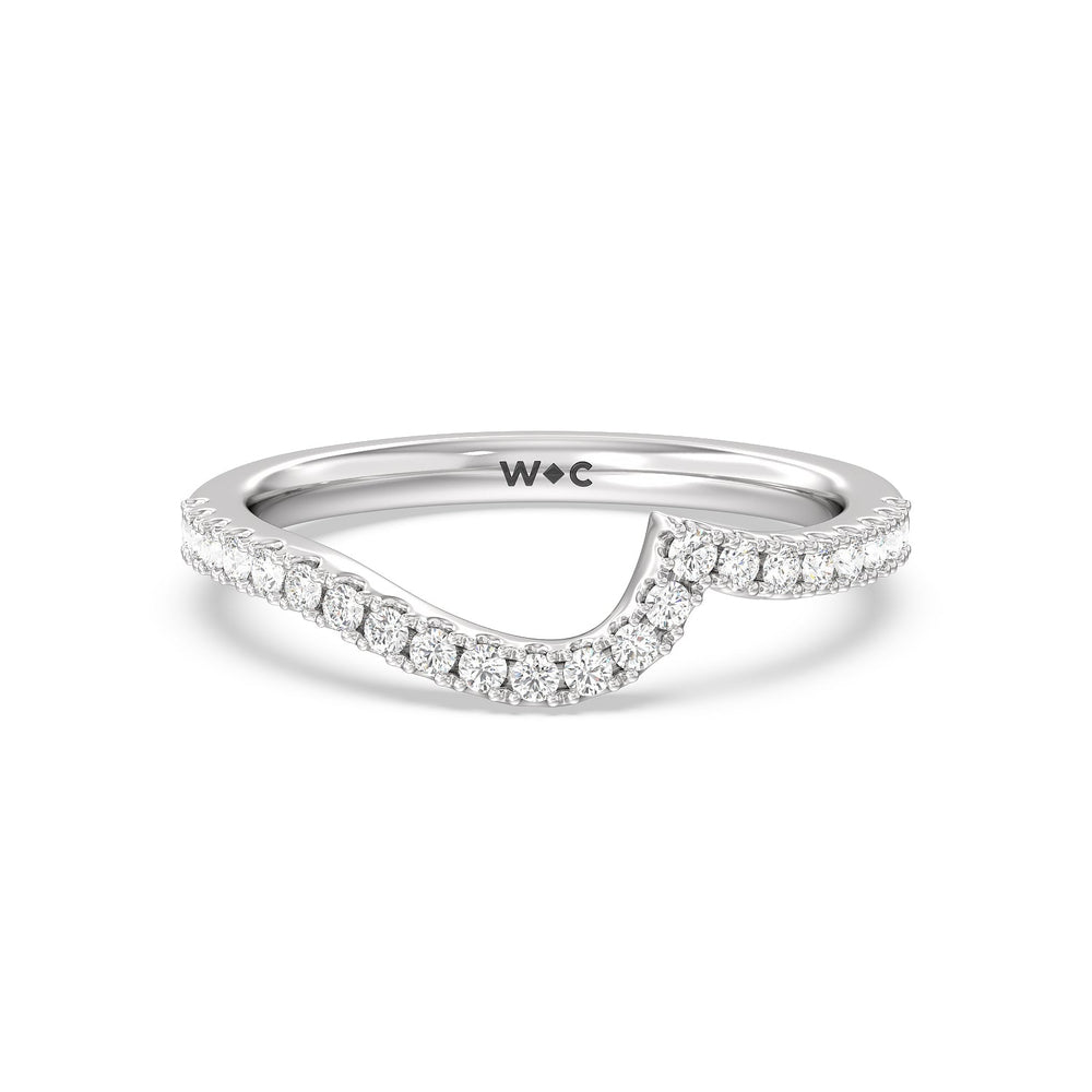 Spiral Hidden Halo Diamond Wedding Band with Platinum Cut Diamond in 14KT Platinum view 1
