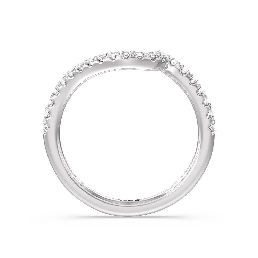 Spiral Hidden Halo Diamond Wedding Band with Platinum Cut Diamond in 14KT Platinum view 2
