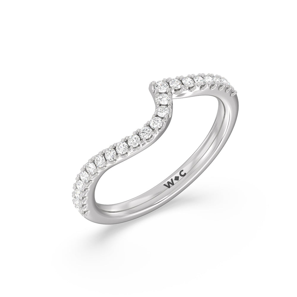 Spiral Hidden Halo Diamond Wedding Band with Platinum Cut Diamond in 14KT Platinum view 4
