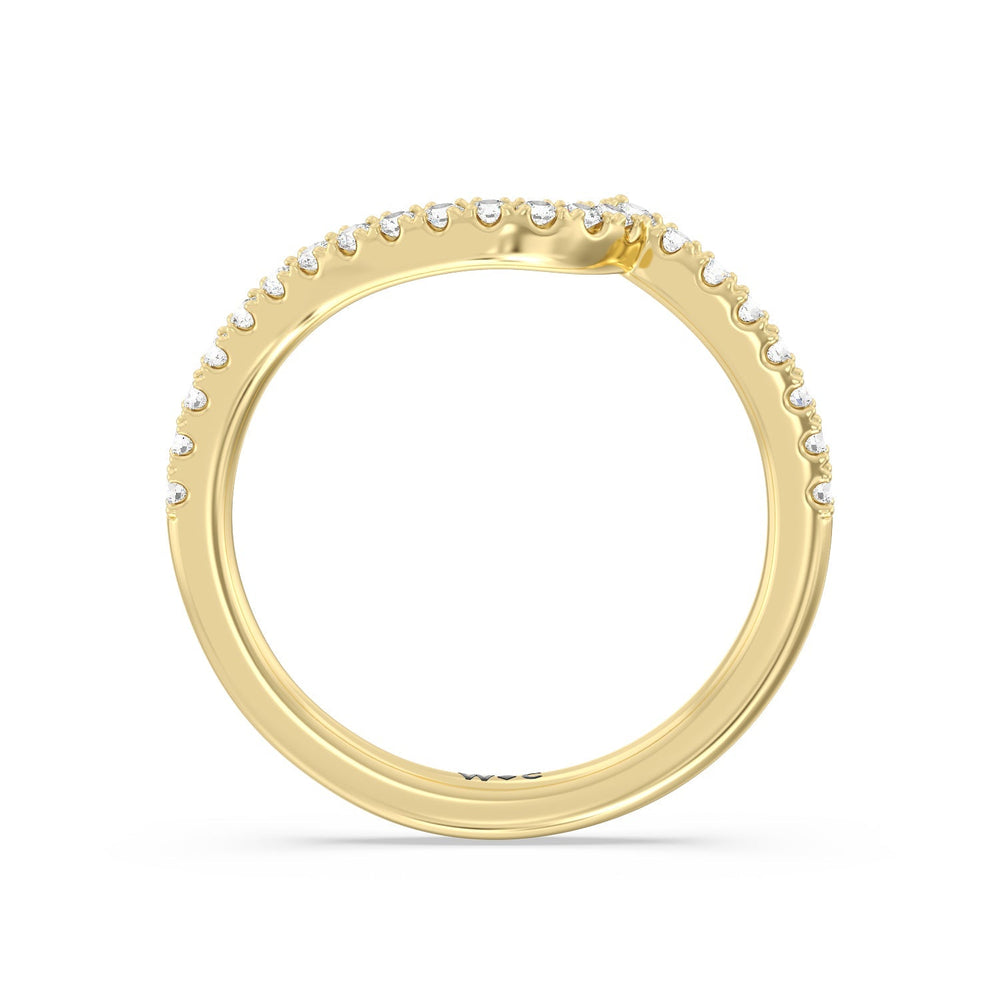 Spiral Hidden Halo Diamond Wedding Band with 18KT Yellow Gold Cut Diamond in 14KT Yellow Gold view 2
