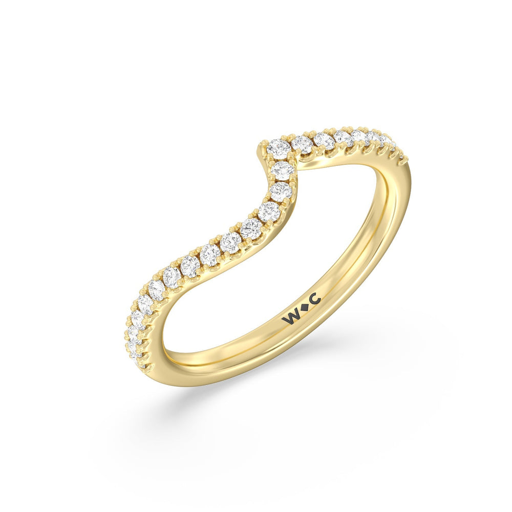 Spiral Hidden Halo Diamond Wedding Band with 18KT Yellow Gold Cut Diamond in 14KT Yellow Gold view 4
