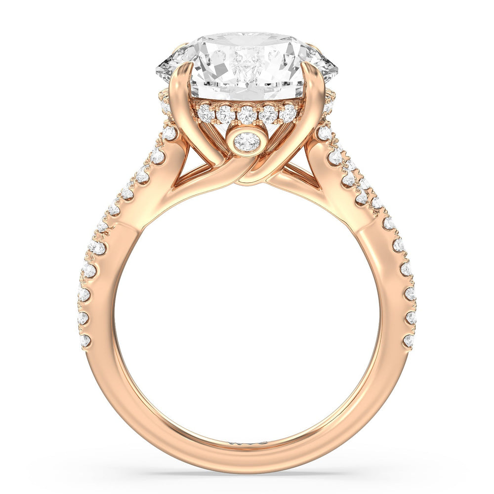 Royal Twist Hidden Halo Ring with Round Cut Diamond in 14KT Rose Gold view 2
