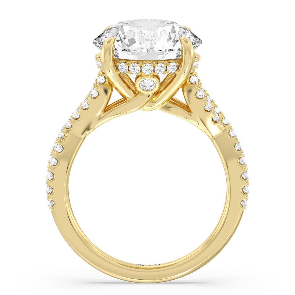 Royal Twist Hidden Halo Ring with Round Cut Diamond in 14KT Yellow Gold view 2
