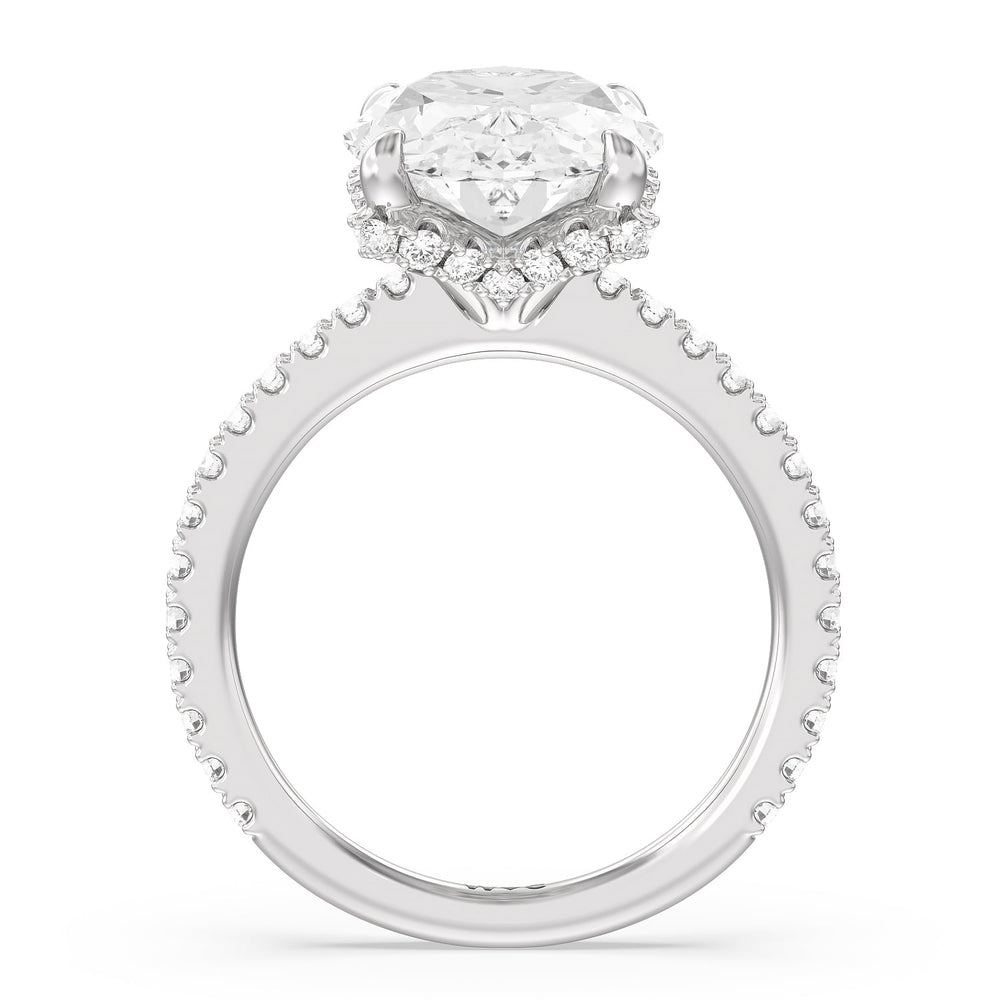 Luxuriant Hidden Halo Ring with Oval Cut Diamond in 14KT Platinum view 2
