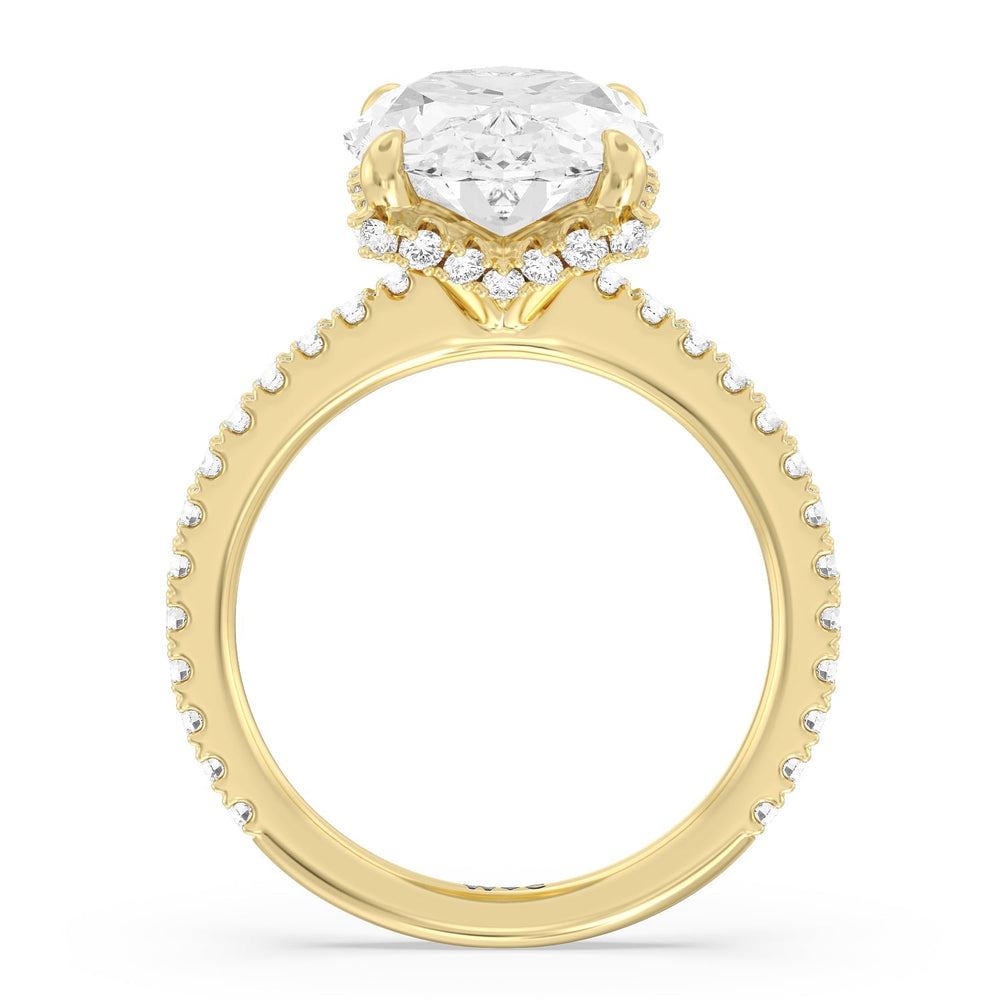 Luxuriant Hidden Halo Ring with Oval Cut Diamond in 14KT Yellow Gold view 2

