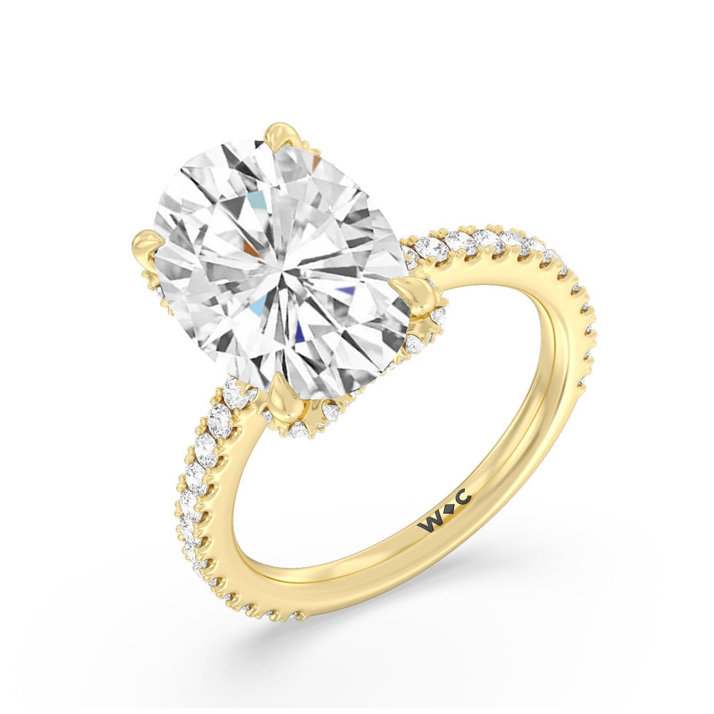 Luxuriant Hidden Halo Ring with Oval Cut Diamond in 14KT Yellow Gold view 3
