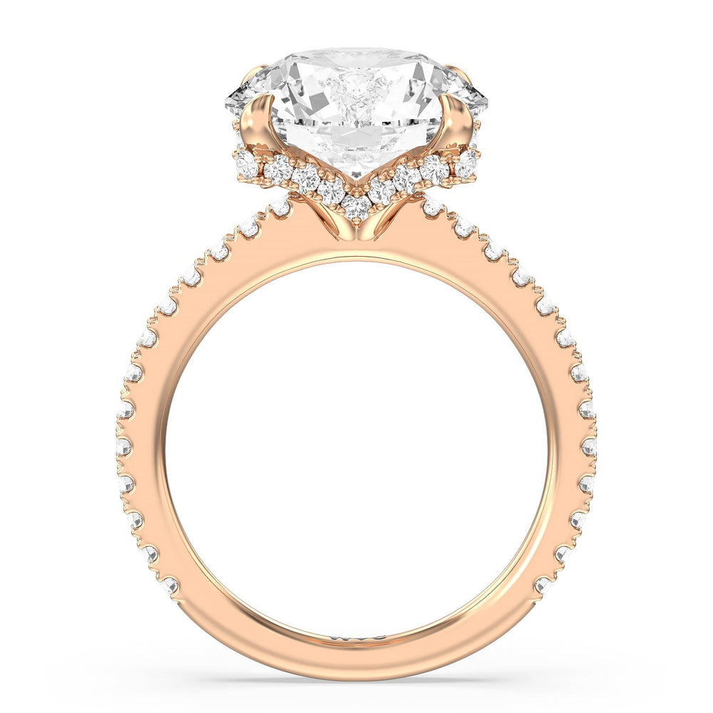 Luxuriant Hidden Halo Ring with Round Cut Diamond in 14KT Rose Gold view 2
