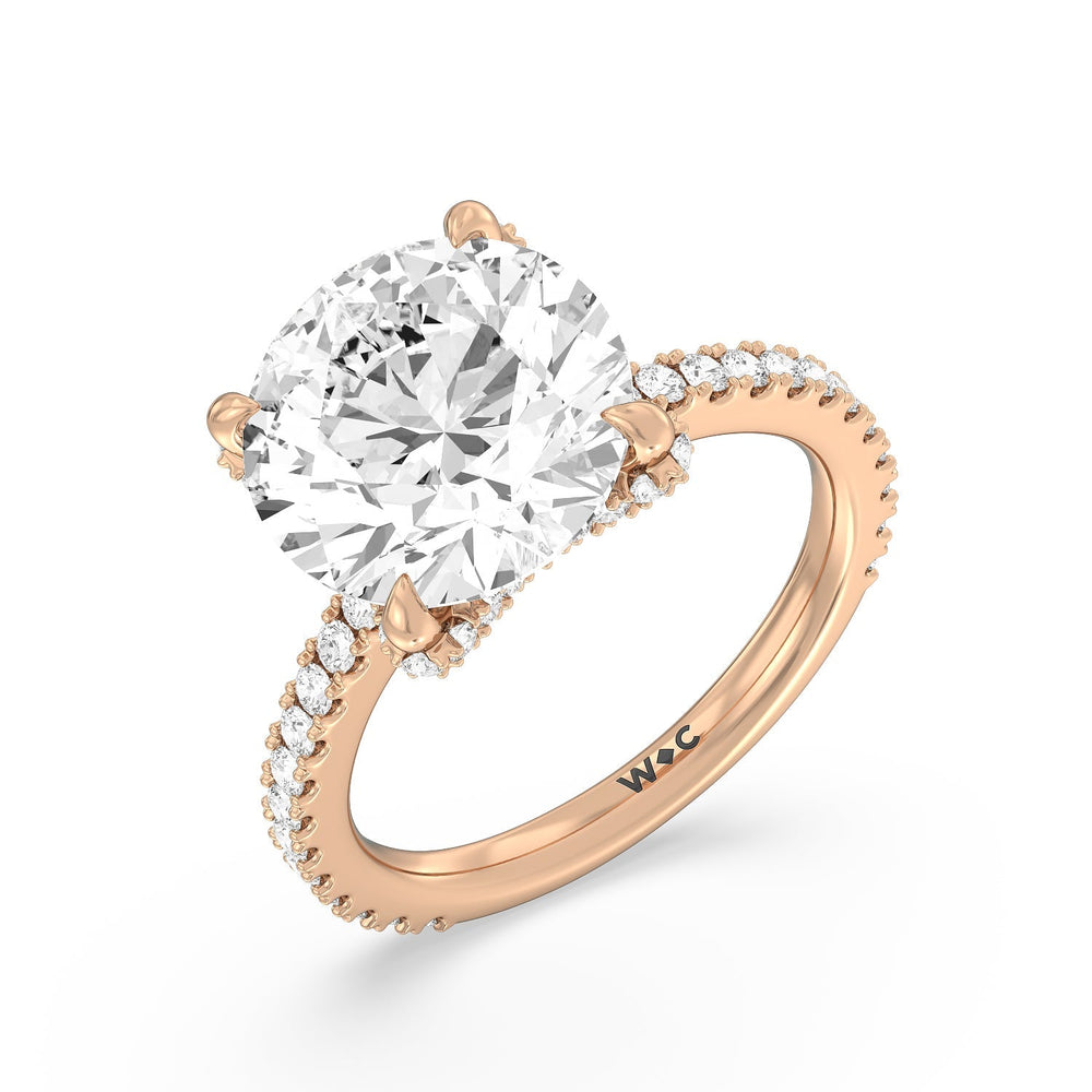 Luxuriant Hidden Halo Ring with Round Cut Diamond in 14KT Rose Gold view 3
