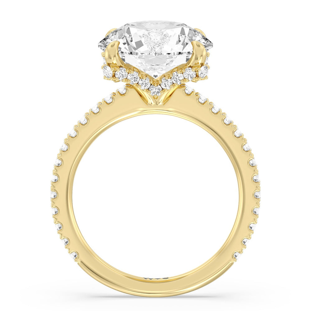 Luxuriant Hidden Halo Ring with Round Cut Diamond in 14KT Yellow Gold view 2

