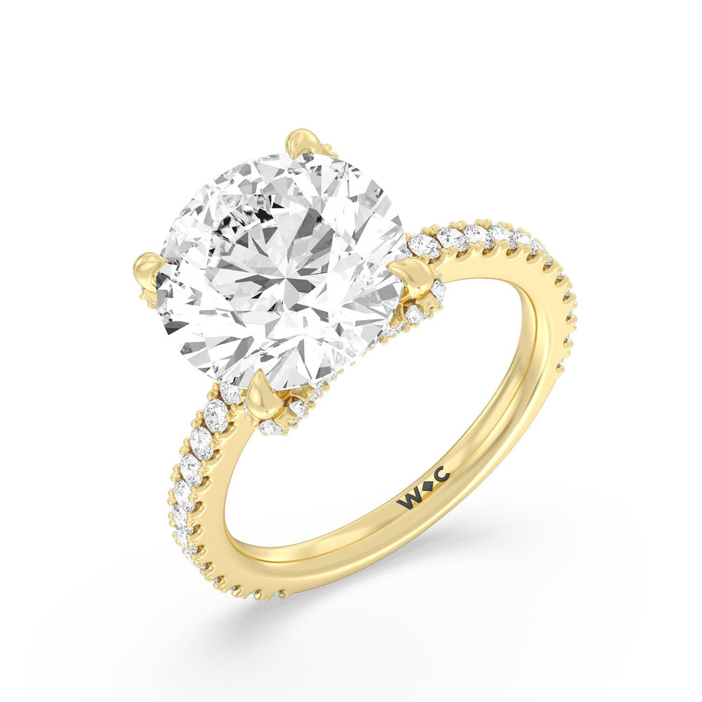 Luxuriant Hidden Halo Ring with Round Cut Diamond in 14KT Yellow Gold view 3
