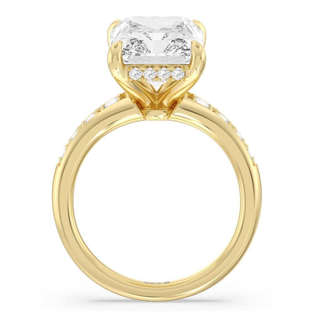 Regal Vintage Tapered Ring with Radiant Cut Diamond in 14KT Yellow Gold view 2
