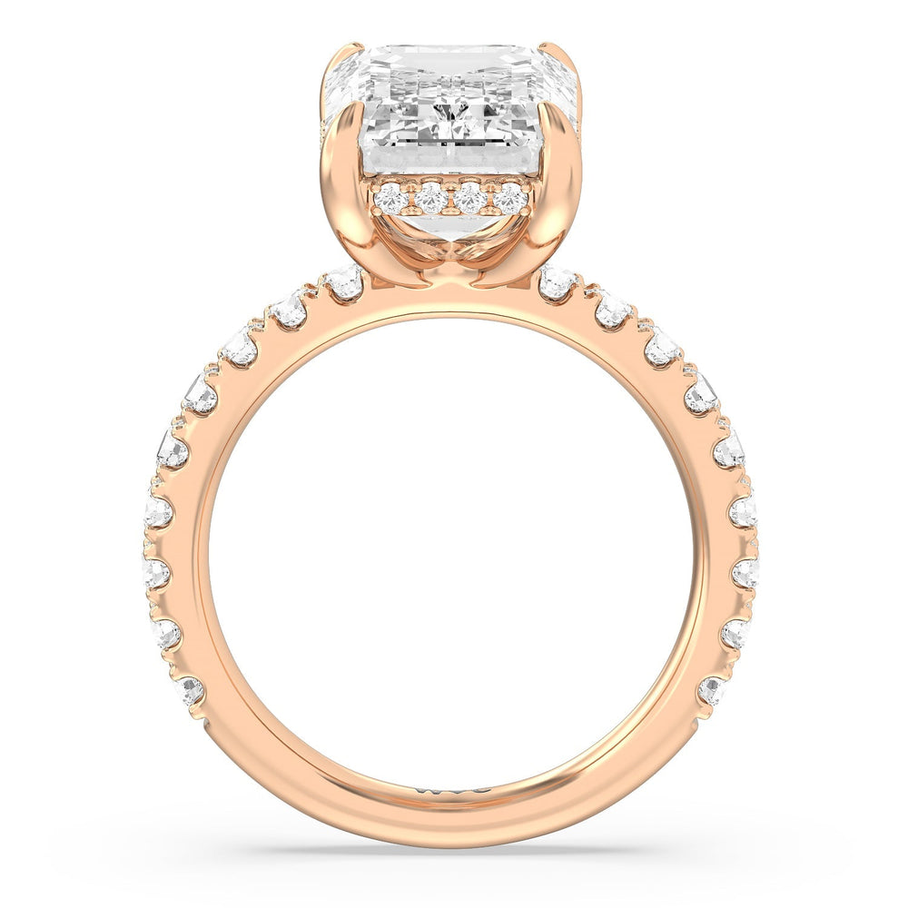 Emerald Cut Grandeur Hidden Halo Ring with Lab Grown Diamond in 14KT Rose Gold view 2
