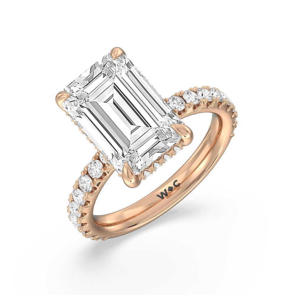 Emerald Cut Grandeur Hidden Halo Ring with Lab Grown Diamond in 14KT Rose Gold view 3
