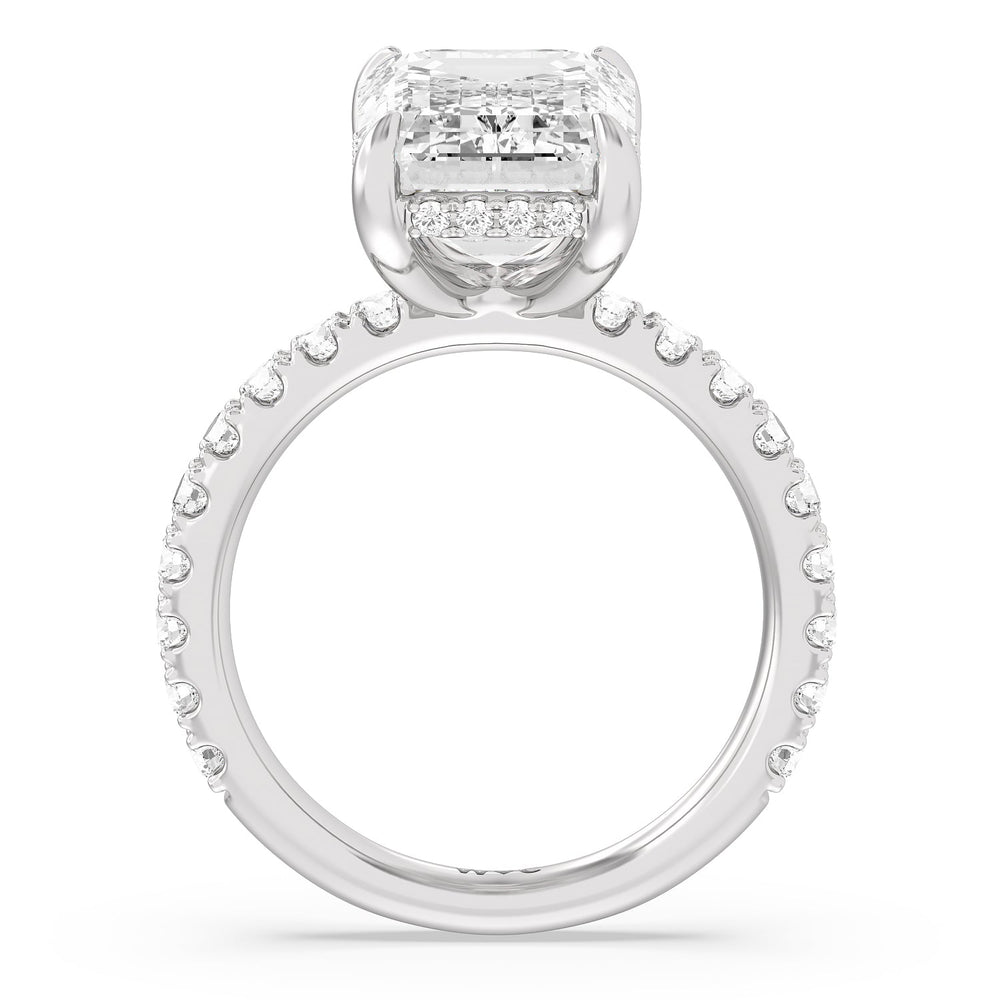 Emerald Cut Grandeur Hidden Halo Ring with Lab Grown Diamond in 14KT Platinum view 2
