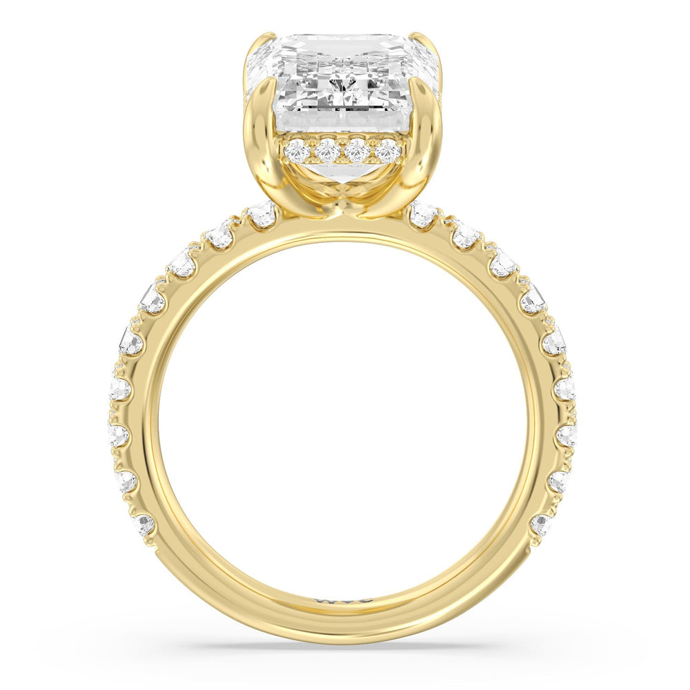 Emerald Cut Grandeur Hidden Halo Ring with Lab Grown Diamond in 14KT Yellow Gold view 2
