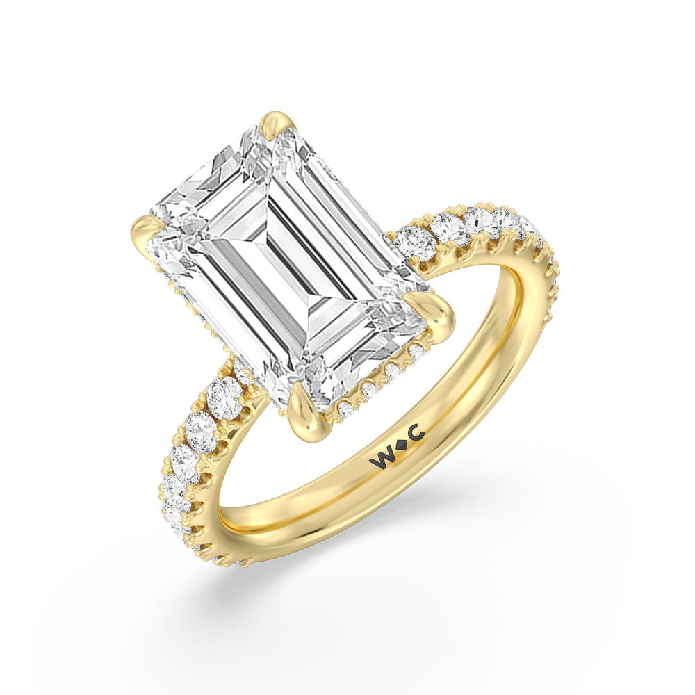 Emerald Cut Grandeur Hidden Halo Ring with Lab Grown Diamond in 14KT Yellow Gold view 3
