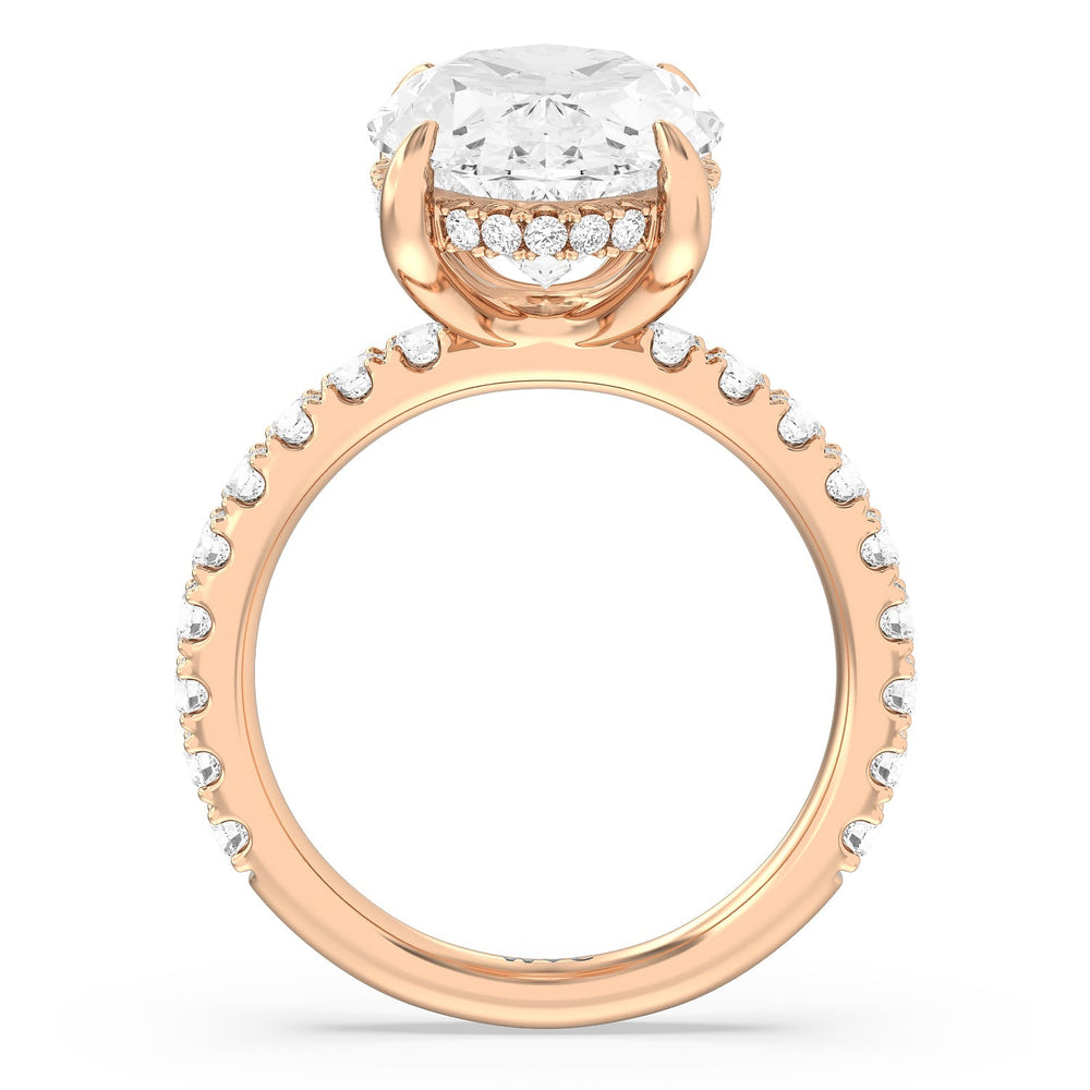 Oval Cut Grandeur Hidden Halo Ring with Lab Grown Diamond in 14KT Rose Gold view 2
