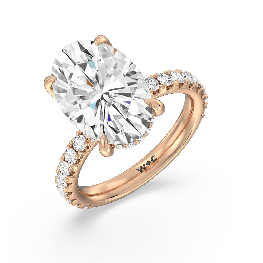 Oval Cut Grandeur Hidden Halo Ring with Lab Grown Diamond in 14KT Rose Gold view 3
