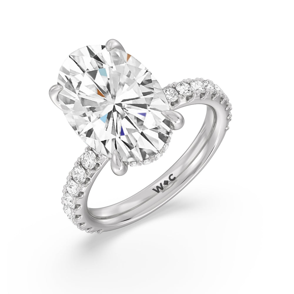 Oval Cut Grandeur Hidden Halo Ring with Lab Grown Diamond in 14KT Platinum view 3
