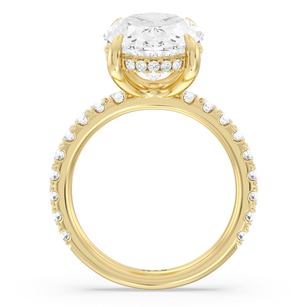 Oval Cut Grandeur Hidden Halo Ring with Lab Grown Diamond in 14KT Yellow Gold view 2
