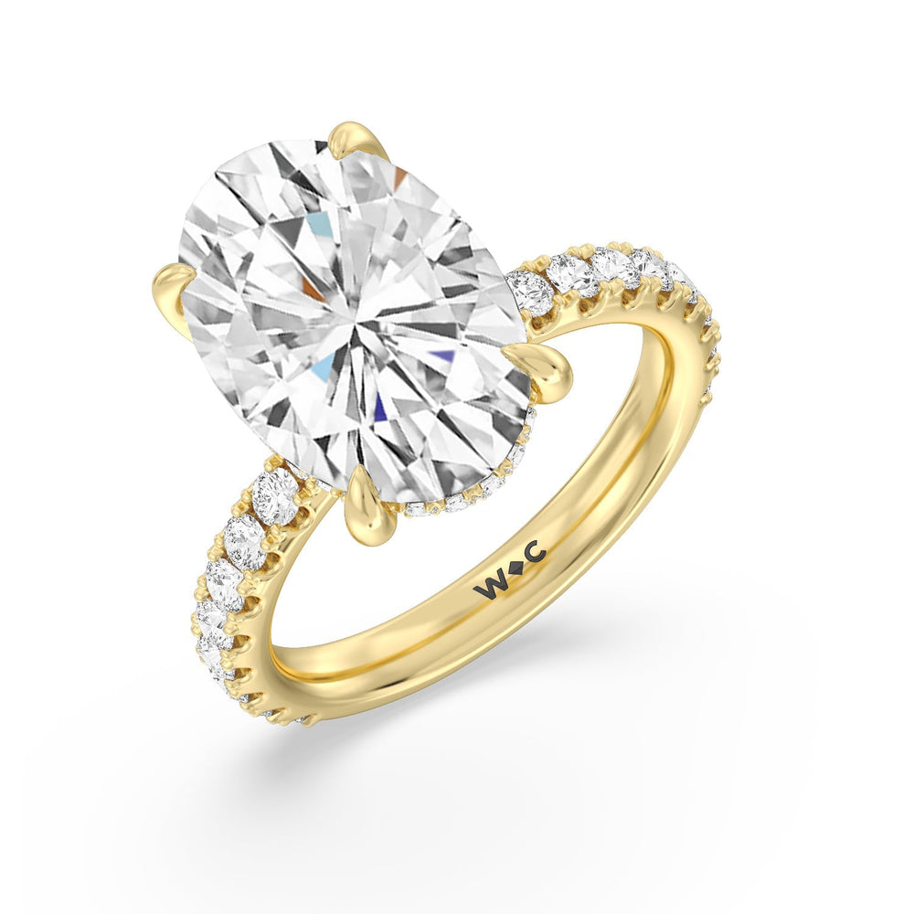 Oval Cut Grandeur Hidden Halo Ring with Lab Grown Diamond in 14KT Yellow Gold view 3
