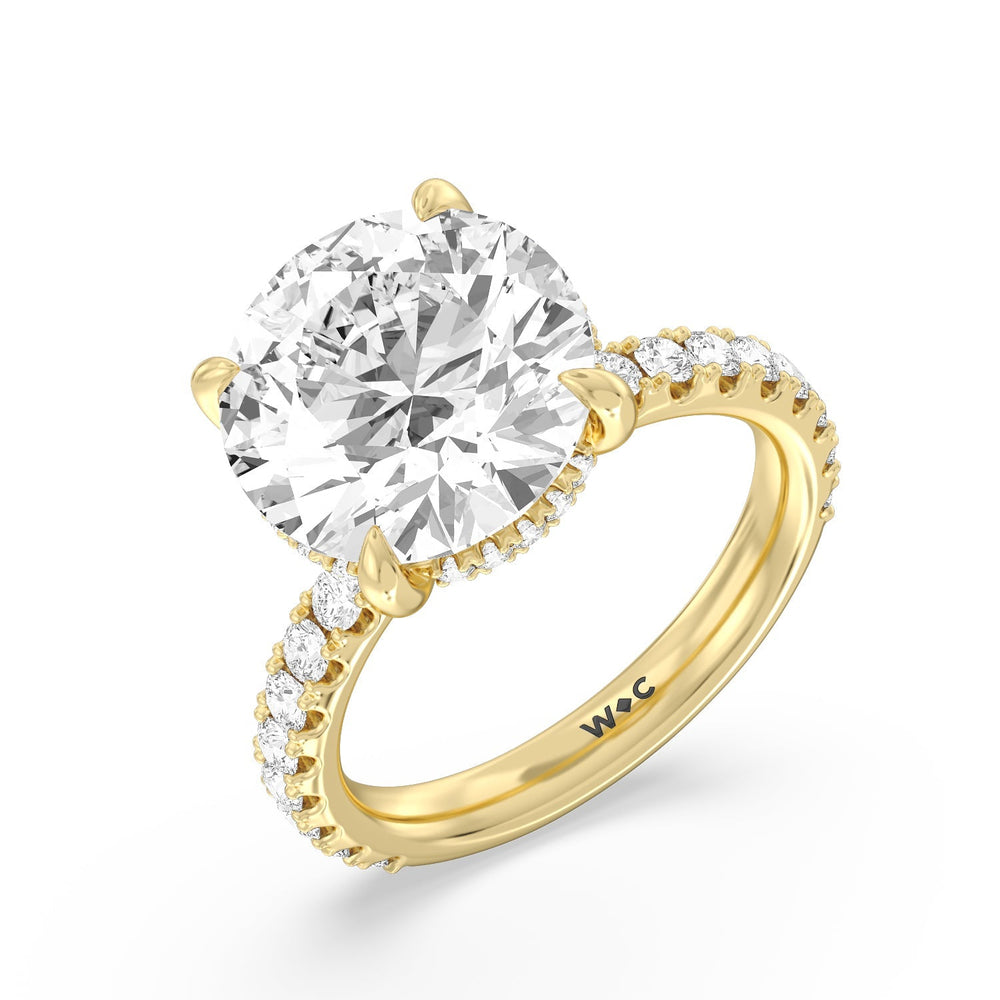 Round Cut Grandeur Hidden Halo Ring with Lab Grown Diamond in 14KT Yellow Gold view 3
