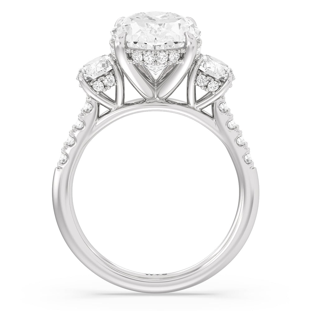 Oval Cut Brilliant Trio Cathedral Ring with Lab Grown Diamond in 14KT Platinum view 3
