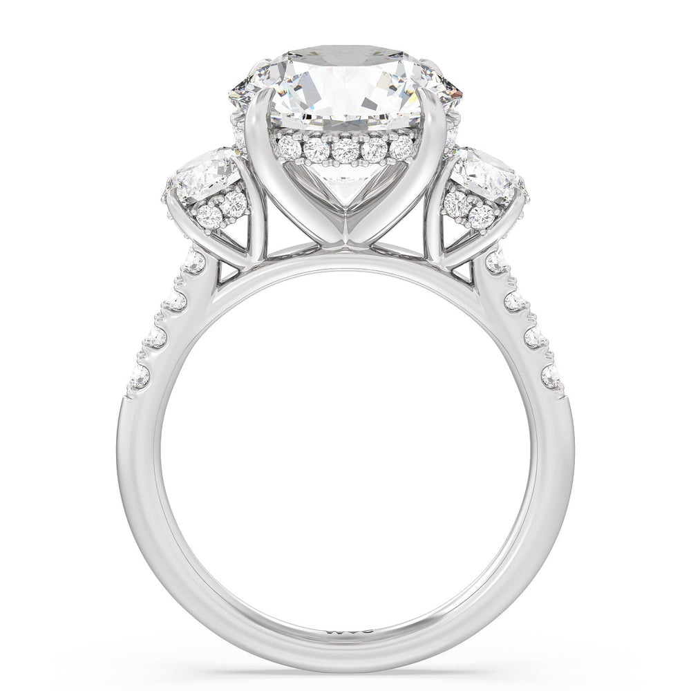 Round Cut Brilliant Trio Cathedral Ring with Lab Grown Diamond in 14KT Platinum view 3
