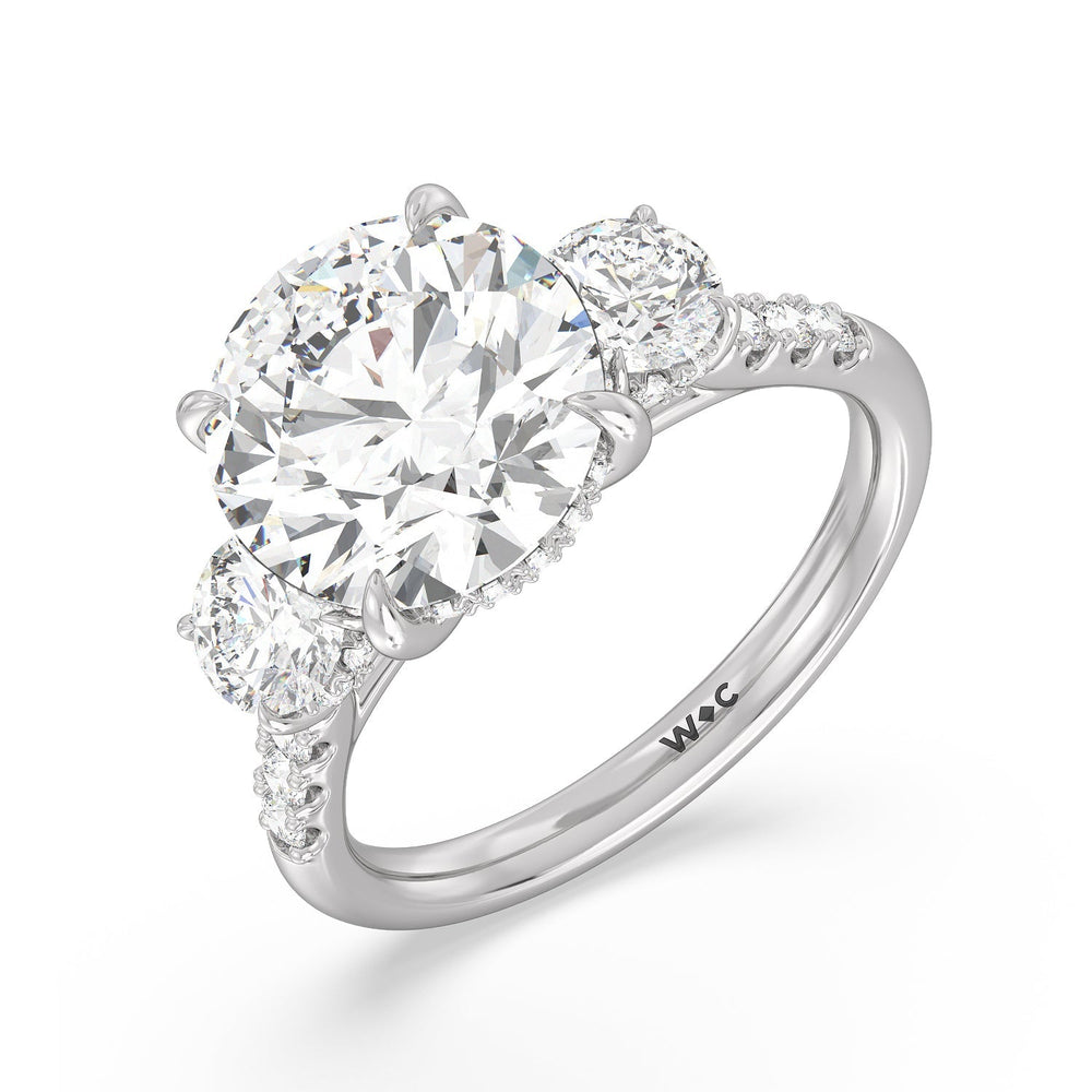 Round Cut Brilliant Trio Cathedral Ring with Lab Grown Diamond in 14KT Platinum view 4
