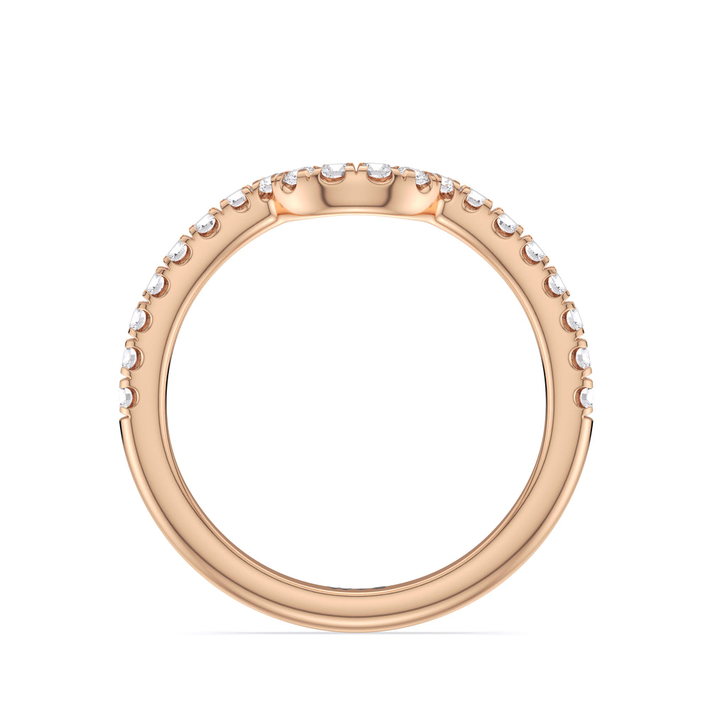 Opulent Classic Pear Trio Wedding Band with 18KT Rose Gold Cut Diamond in 14KT Rose Gold view 2

