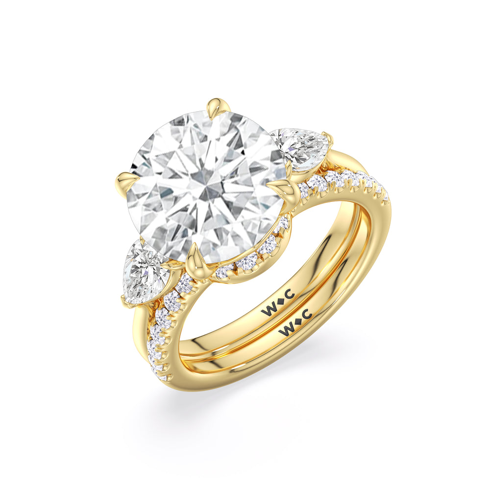 Opulent Classic Pear Trio Wedding Band with 18KT Yellow Gold Cut Diamond in 14KT Yellow Gold view 3
