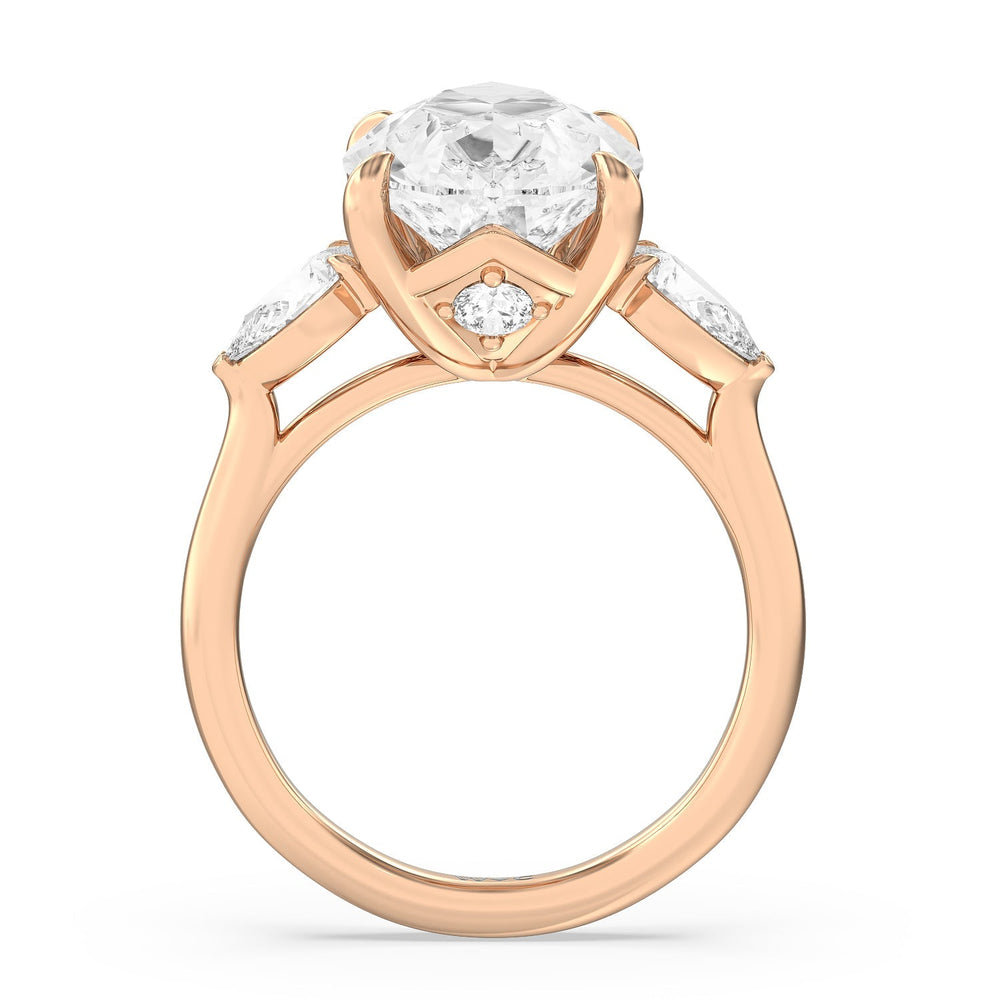 Pear Cut Opulent Classic Pear Trio Ring with Lab Grown Diamond in 14KT Rose Gold view 2
