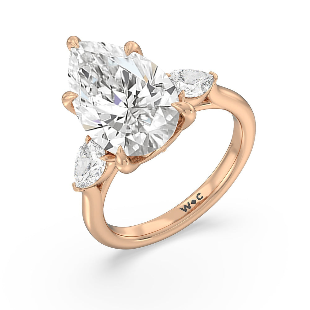Pear Cut Opulent Classic Pear Trio Ring with Lab Grown Diamond in 14KT Rose Gold view 3
