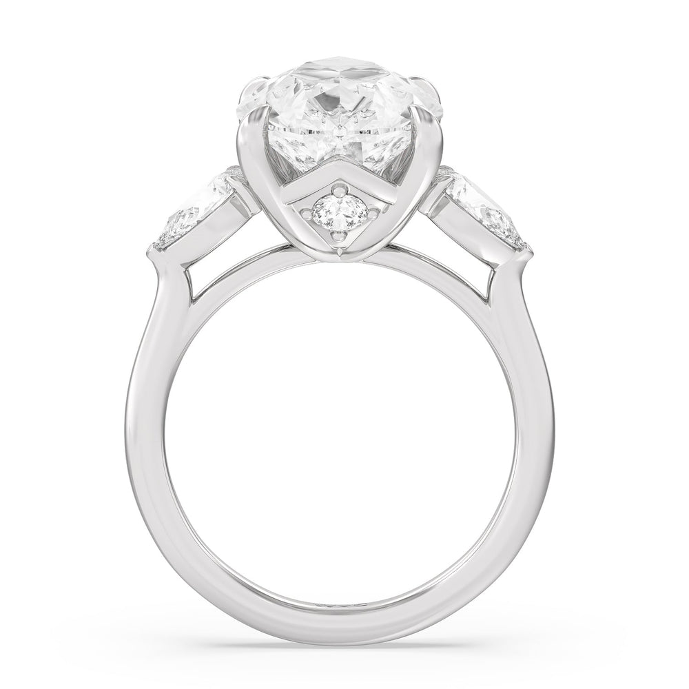 Pear Cut Opulent Classic Pear Trio Ring with Lab Grown Diamond in 14KT Platinum view 2
