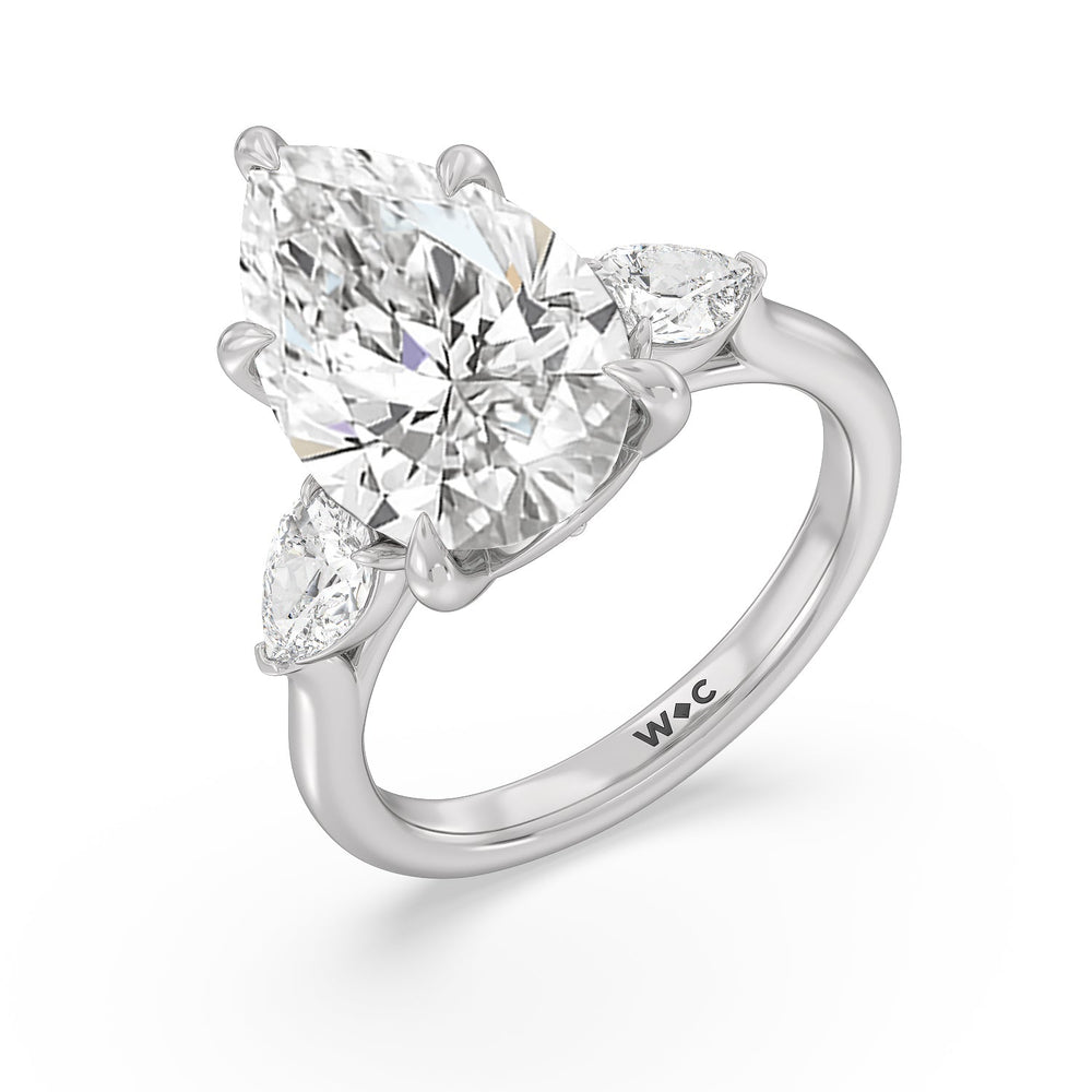 Pear Cut Opulent Classic Pear Trio Ring with Lab Grown Diamond in 14KT Platinum view 3
