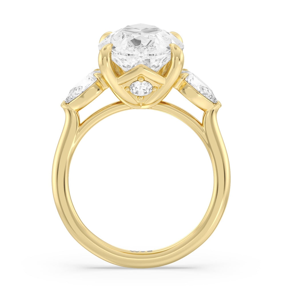 Pear Cut Opulent Classic Pear Trio Ring with Lab Grown Diamond in 14KT Yellow Gold view 2

