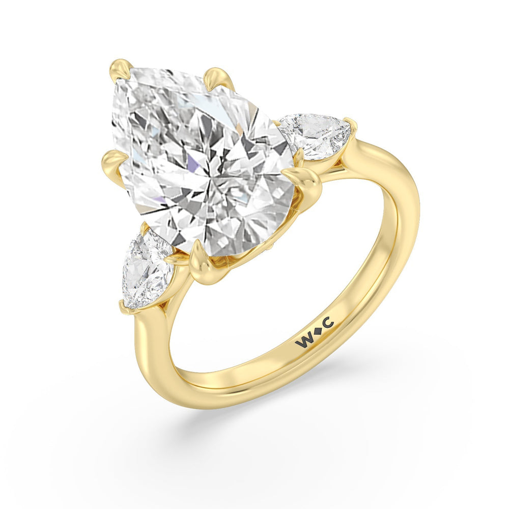 Pear Cut Opulent Classic Pear Trio Ring with Lab Grown Diamond in 14KT Yellow Gold view 3
