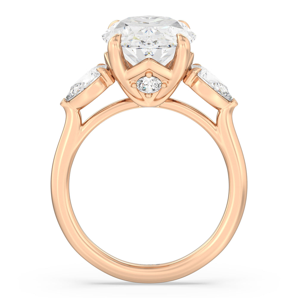 Oval Cut Opulent Classic Pear Trio Ring with Lab Grown Diamond in 14KT Rose Gold view 2
