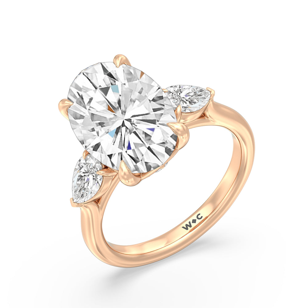 Oval Cut Opulent Classic Pear Trio Ring with Lab Grown Diamond in 14KT Rose Gold view 3
