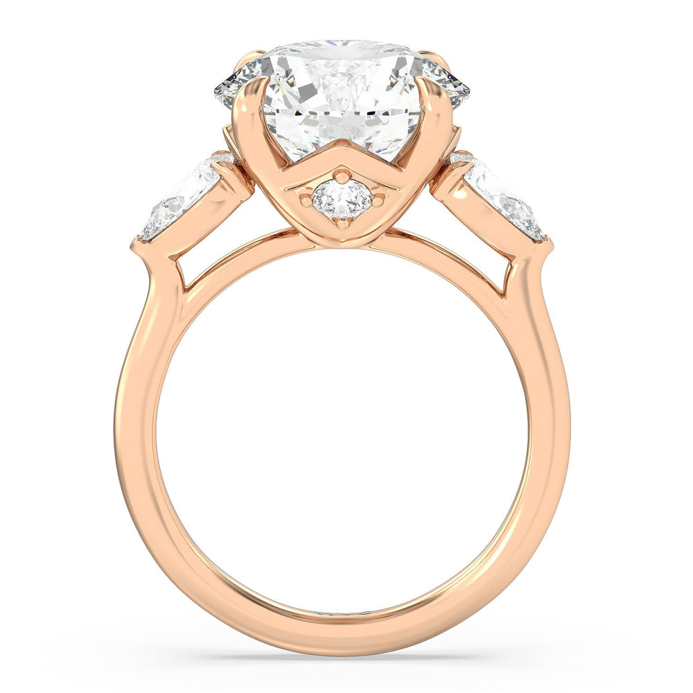 Round Cut Opulent Classic Pear Trio Ring with Lab Grown Diamond in 14KT Rose Gold view 3
