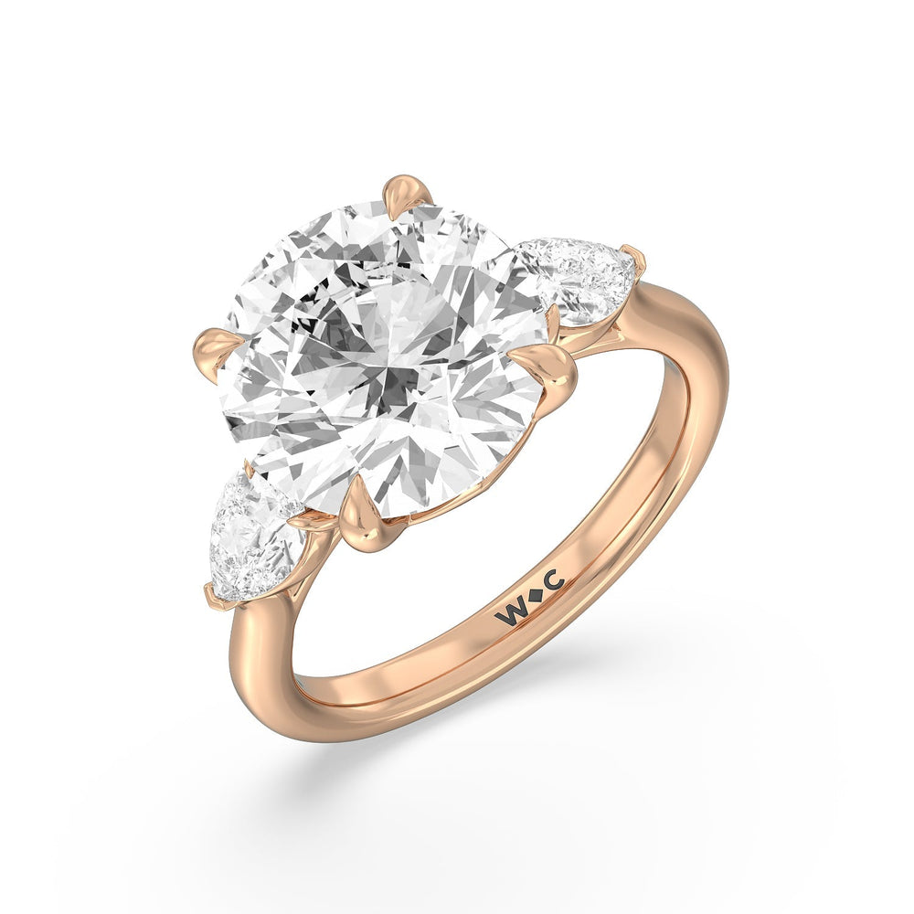 Round Cut Opulent Classic Pear Trio Ring with Lab Grown Diamond in 14KT Rose Gold view 4
