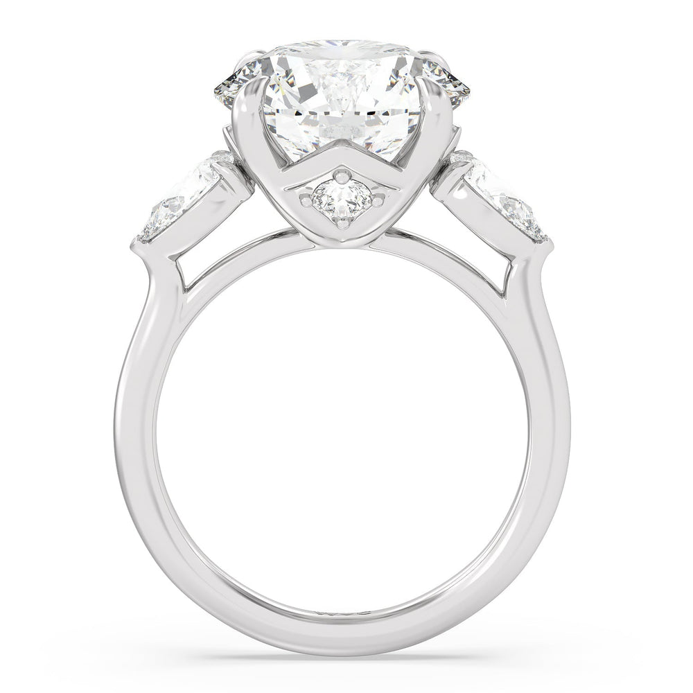 Round Cut Opulent Classic Pear Trio Ring with Lab Grown Diamond in 14KT Platinum view 3
