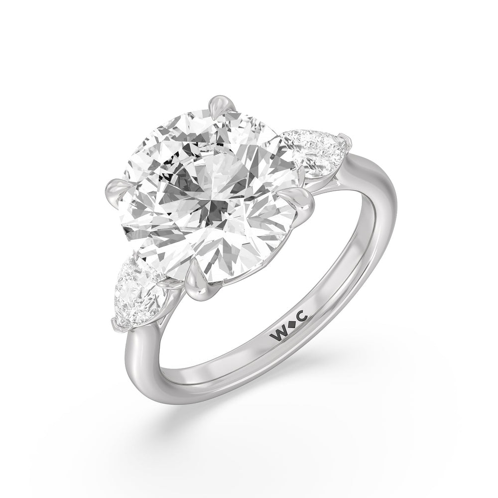 Round Cut Opulent Classic Pear Trio Ring with Lab Grown Diamond in 14KT Platinum view 4
