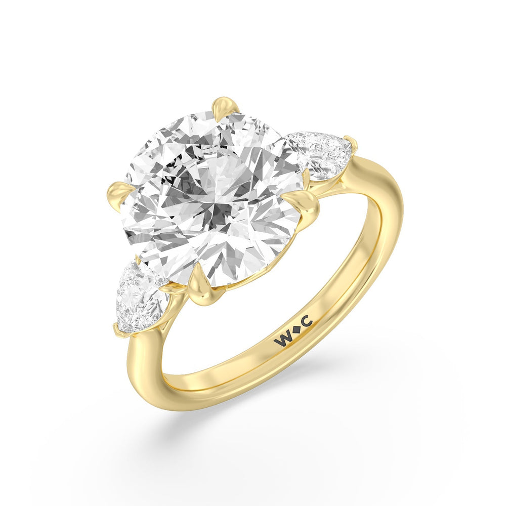 Round Cut Opulent Classic Pear Trio Ring with Lab Grown Diamond in 14KT Yellow Gold view 4
