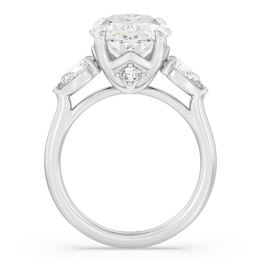 Oval Cut Opulent Classic Pear Trio Ring with Lab Grown Diamond in 14KT Platinum view 2
