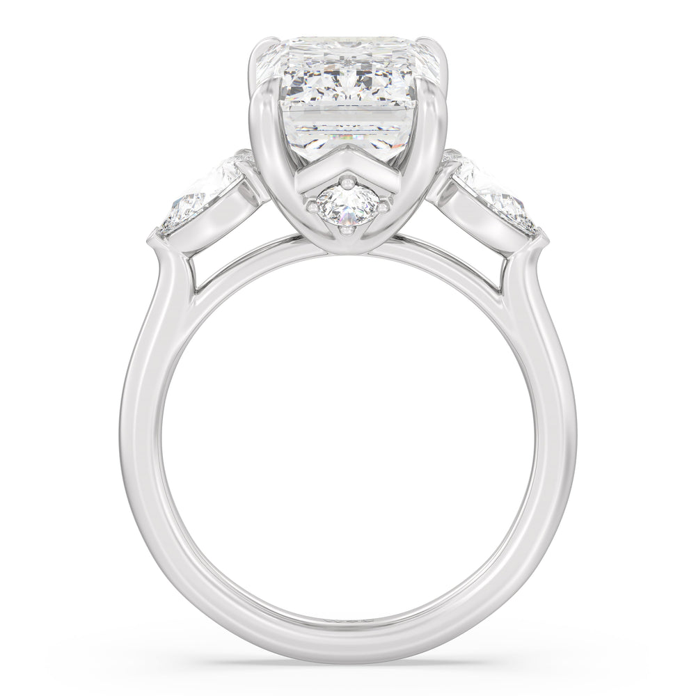 Emerald Cut Opulent Classic Pear Trio Ring with Lab Grown Diamond in 14KT Platinum view 3
