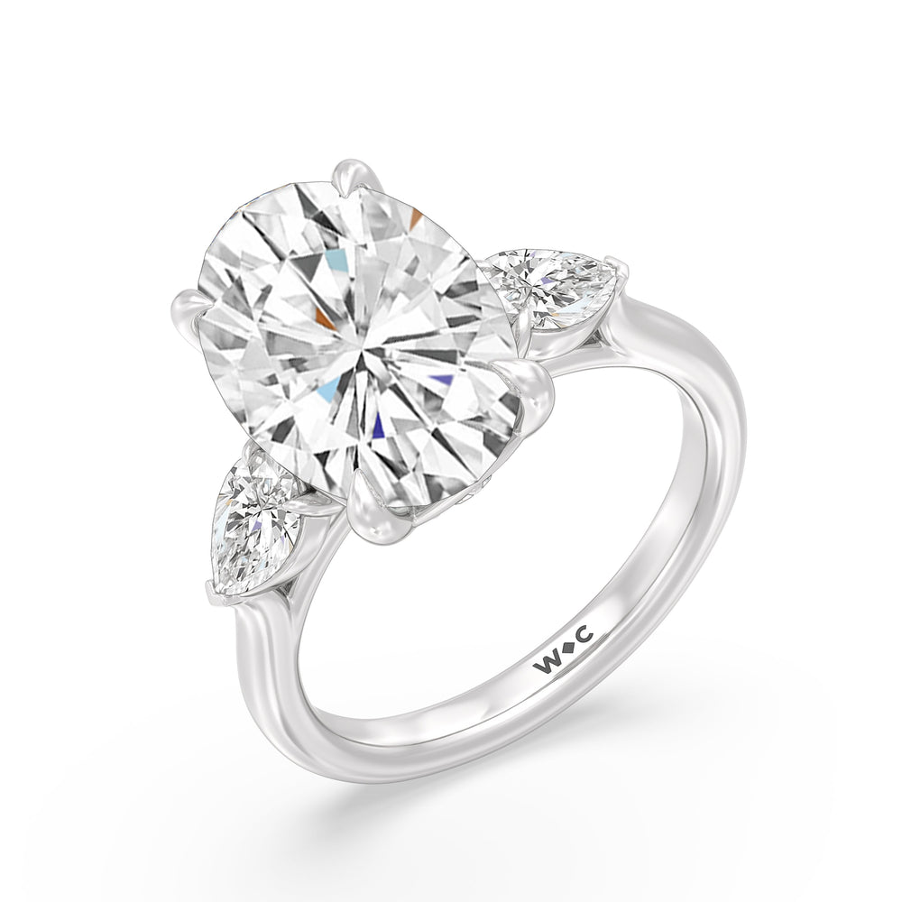 Oval Cut Opulent Classic Pear Trio Ring with Lab Grown Diamond in 14KT Platinum view 3
