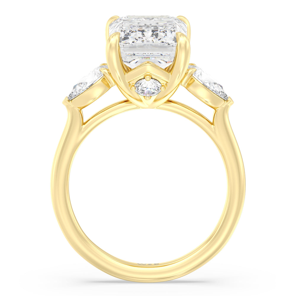 Emerald Cut Opulent Classic Pear Trio Ring with Lab Grown Diamond in 14KT Yellow Gold view 3
